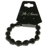Black Acrylic Shamballa-Bracelet With Crystal Accents #3803