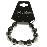 Black & White Colored Metal Shamballa-Bracelet With Crystal Accents #3808