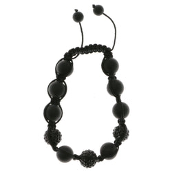 Black Acrylic Shamballa-Bracelet With Crystal Accents #3800