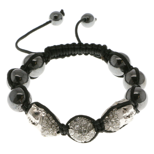 Buddha Shamballa-Bracelet With Crystal Accents Silver-Tone & Black Colored #3810