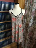Rose and Animal Print Sheer Chemise with Matching Thong