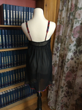 Sheer Black Ruffle Chemise with Floral Trim