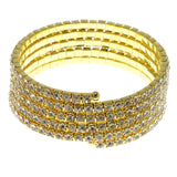 Gold-Tone Metal Rhinestone-Coil-Bracelet With Crystal Accents #4346