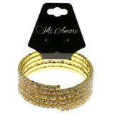 Gold-Tone Metal Rhinestone-Coil-Bracelet With Crystal Accents #4346