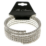 Silver-Tone Metal Rhinestone-Coil-Bracelet With Crystal Accents #4342