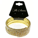 Gold-Tone Metal Rhinestone-Coil-Bracelet With Crystal Accents #4355