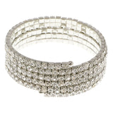 Silver-Tone Metal Rhinestone-Coil-Bracelet With Crystal Accents #4357