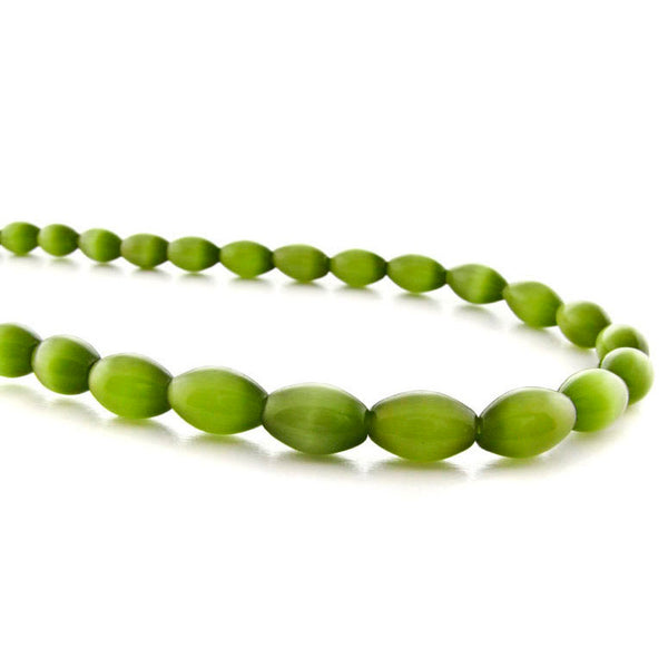 6X8mm Fiberoptic Cats Eye Oval/Rice Olive 68CE22