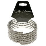 Silver-Tone Metal Rhinestone-Coil-Bracelet With Crystal Accents #4340