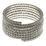 Silver-Tone Metal Rhinestone-Coil-Bracelet With Crystal Accents #4350