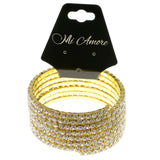 Gold-Tone Metal Rhinestone-Coil-Bracelet With Crystal Accents #4353