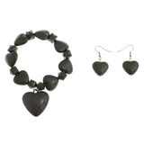 Mi Amore Hearts Bracelet-Earring-Set Gray