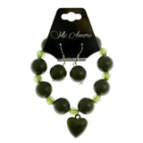 Mi Amore Heart Bracelet-Earring-Set Green