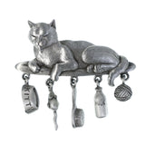 Kitty Cat Pet Accessories Brooch-Pin With Drop Accents Silver-Tone Color #LQP1272