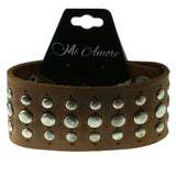 Studded Adjustable Mens-Bracelet Brown & Silver-Tone Colored #3226