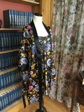 Black Floral Silky Kimono Style Robe