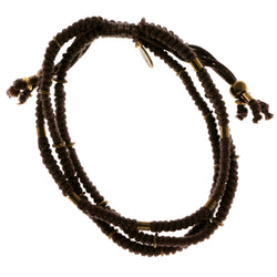 Layered Cord-Bracelet With Bead Accents Brown & Gold-Tone Colored #4169