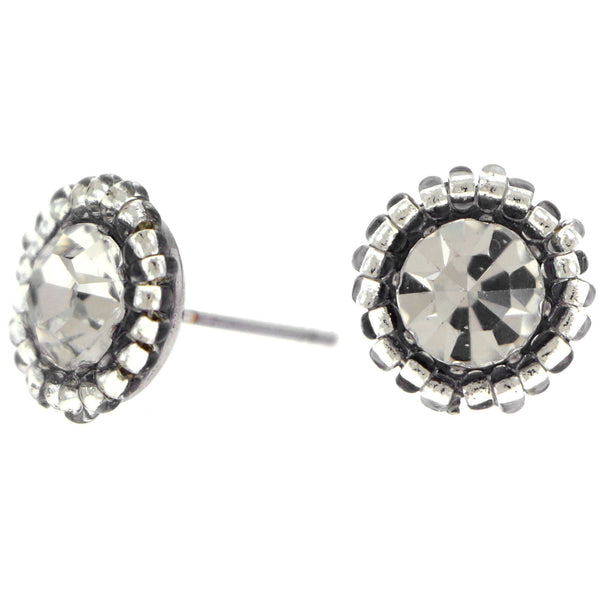Silver-Tone Circle Shaped Stud Earrings AEE2