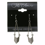Silver-Tone Metal Dangle-Earrings With Crystal Accents #3672