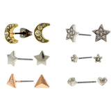 Rose Gold-Tone And Silver-Tone Multiple Stud Earrings Set AEME2