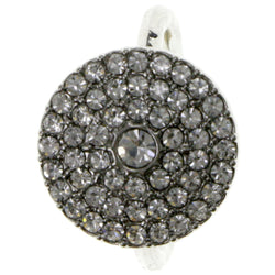 Silver-Tone Circle Shaped Ring with Rhinestone Accents AER2