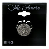 Silver-Tone Circle Shaped Ring with Rhinestone Accents AER2