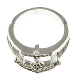 Silver-Tone Anchor Shaped Ring with Rhinestone Accents AER3