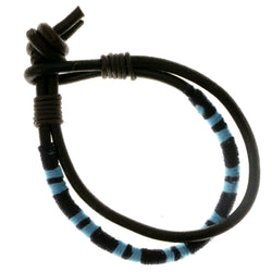Black & Blue Colored Fabric Multiple-Bracelets #3664