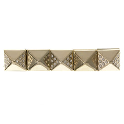 Gold-Tone Metal Stretch-Bracelet With Crystal Accents #3666