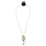 Keys Heart Adjustable Length Pendant-Necklace With Crystal Accents Gold-Tone & Silver-Tone Colored #3287