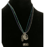 Peace Moon Adjustable Length Layered-Necklace With Crystal Accents Colorful & Silver-Tone Colored #3292