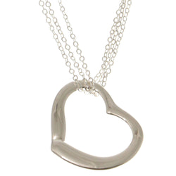 Heart Adjustable Length Pendant-Necklace Silver-Tone Color  #3286
