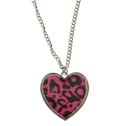 Heart Camouflage Pendant-Necklace Colorful & Silver-Tone Colored #3290