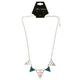 Adjustable Length Fashion-Necklace With Faceted Accents Silver-Tone & Green Colored #3289