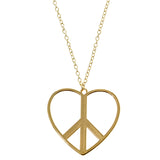 Heart Peace Sign Pendant-Necklace Gold-Tone Color  #3302