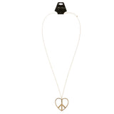Heart Peace Sign Pendant-Necklace Gold-Tone Color  #3302