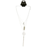 Moon Leaf Dreamcatcher Layered-Pendant-Necklace With Crystal Accents Silver-Tone Color #3297