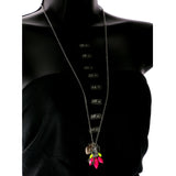 Heart Key Adjustable Length Pendant-Necklace With Faceted Accents Colorful #3306