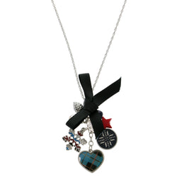 Heart Bow Snowflake Pendant-Necklace With Bead Accents Colorful #3304