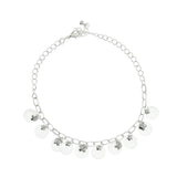 flower Charm-Anklet With Bead Accents Silver-Tone & Clear Colored #4088