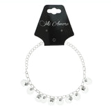 flower Charm-Anklet With Bead Accents Silver-Tone & Clear Colored #4088