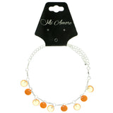 Silver-Tone & Orange Colored Metal Charm-Anklet With Bead Accents #4102
