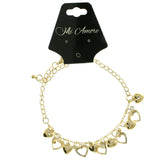 Heart Charm-Anklet With Crystal Accents  Gold-Tone Color #4058