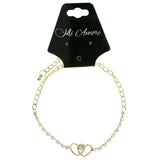Double Heart Charm-Anklet With Crystal Accents  Gold-Tone Color #4061