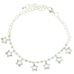 Star Charm-Anklet With Crystal Accents  Silver-Tone Color #4080