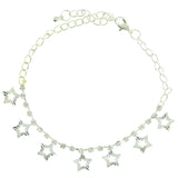 Star Charm-Anklet With Crystal Accents  Silver-Tone Color #4080