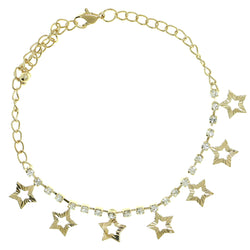 Star Charm-Anklet With Crystal Accents  Gold-Tone Color #4062
