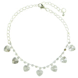 Heart Charm-Anklet With Crystal Accents  Silver-Tone Color #4068