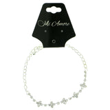 Silver-Tone Metal Chain-Anklet With Crystal Accents #4060