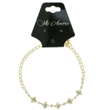 Gold-Tone Metal Chain-Anklet With Crystal Accents #4063